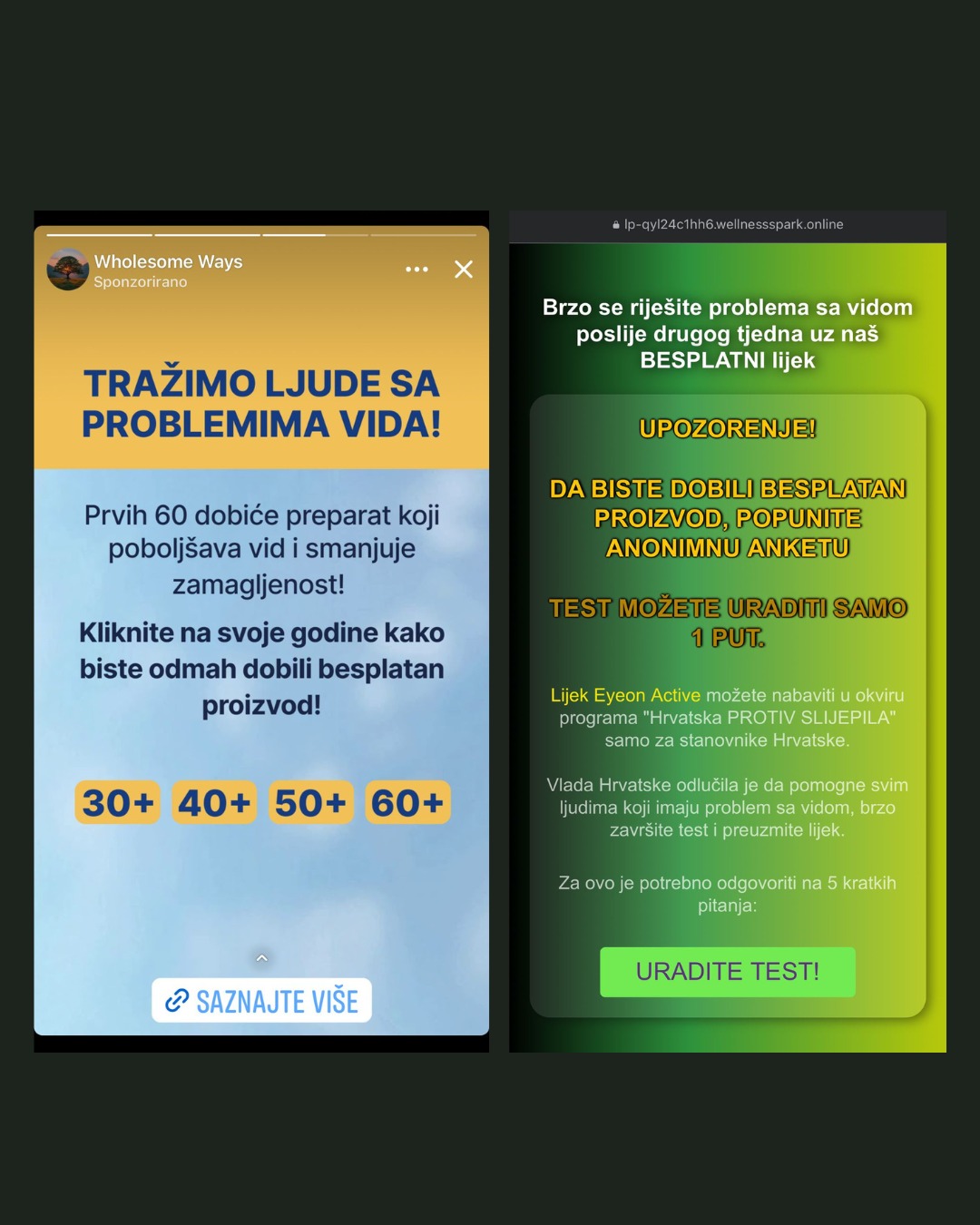 Pazi na oglase koji obećavaju „čarobne kapi za vid“, to su lažni oglasi!