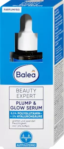Balea beauty expert zagla ujuci hidratantni serum s kofeinom poliglutaminskom i hijaluronskom kiselinom plump glow